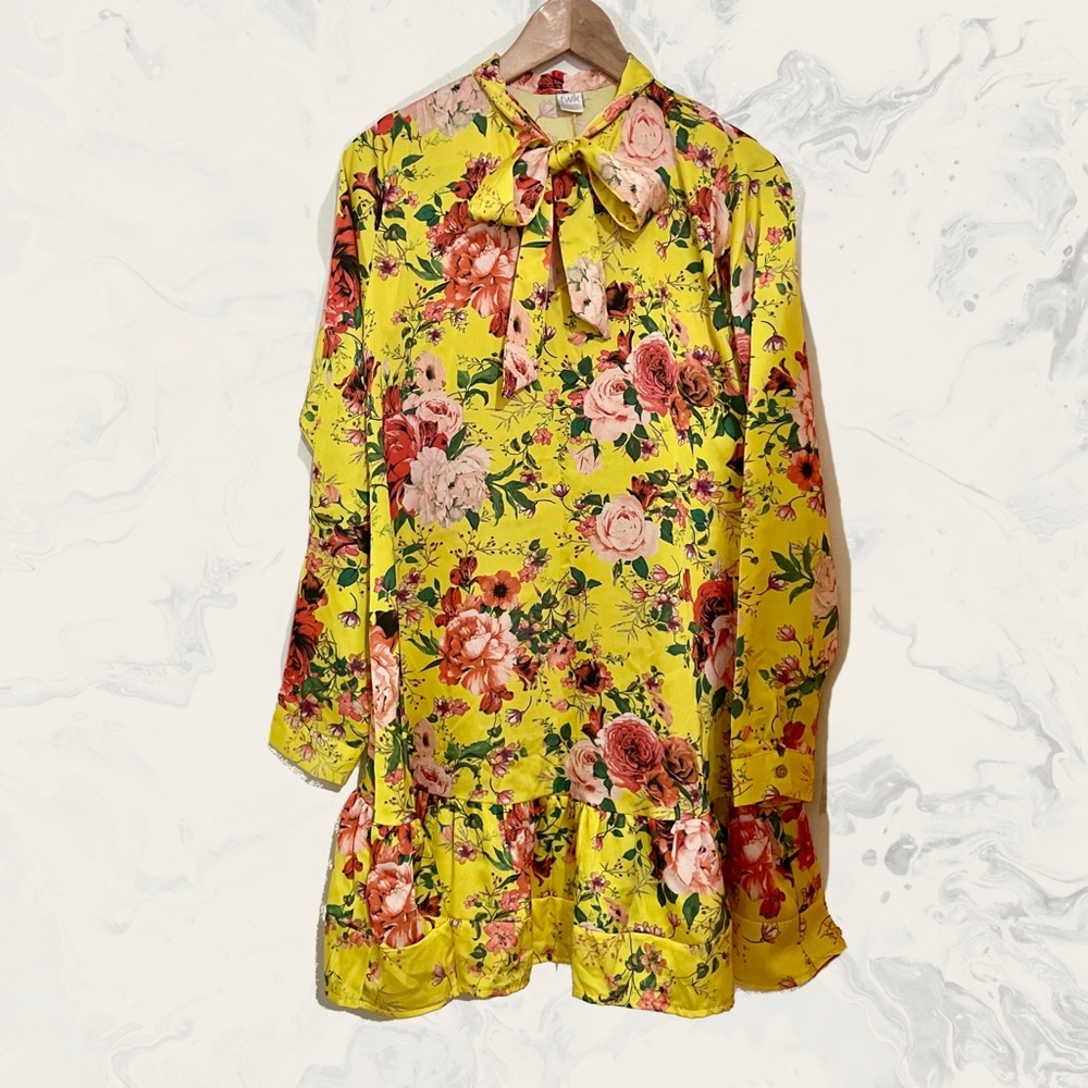 Twik beautiful vibrant yellow floral dress size L